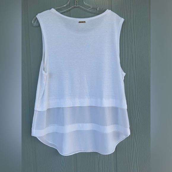 73. Michael Kors Women’s White Tiered Sleeveless Chiffon Hem Tank Top. Size XL - Picture 2 of 13